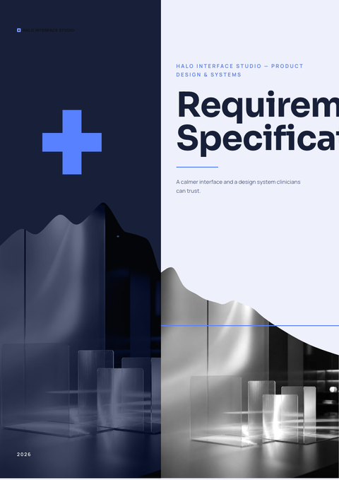 A finished requirements document rendered in a morphism look