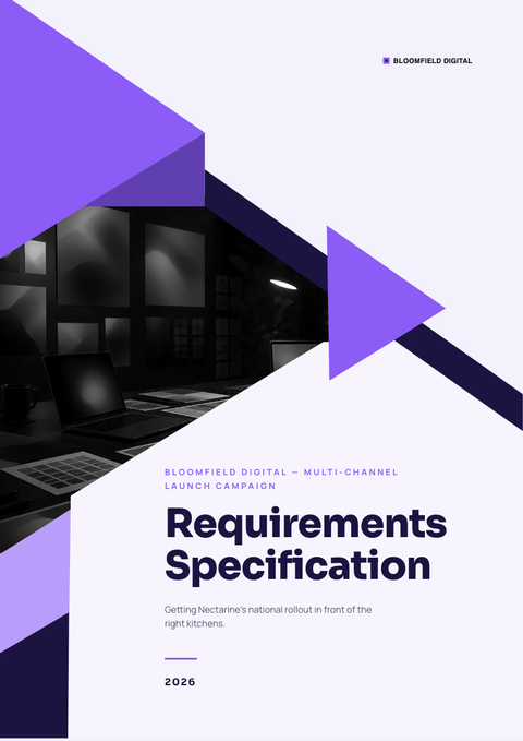 A finished requirements document rendered in a gradient look