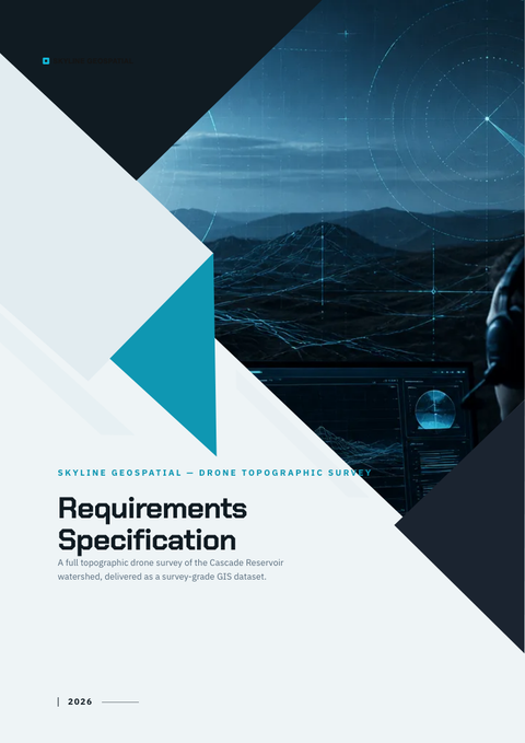 A finished requirements document rendered in a futuristic look