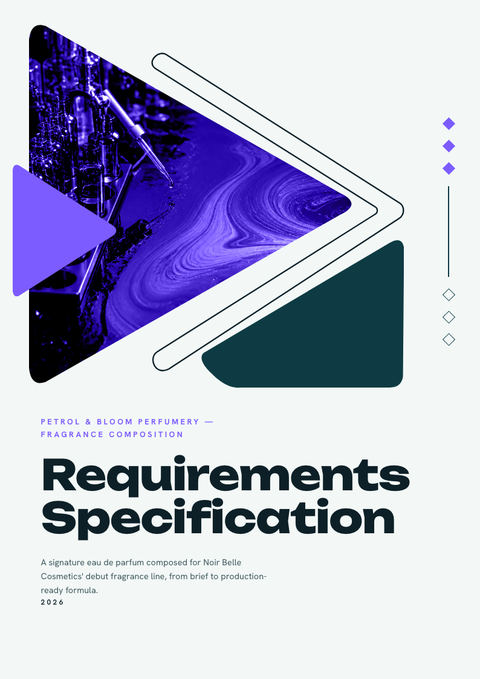 A finished requirements document rendered in a gradient look