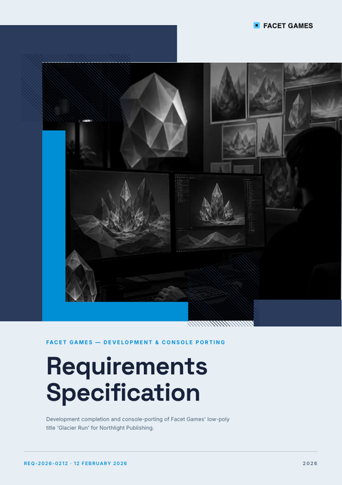 A finished requirements document rendered in a 3d look