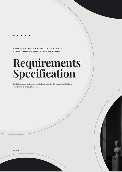 A finished requirements document rendered in a luxury look