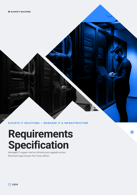 A finished requirements document rendered in a flat & minimal look