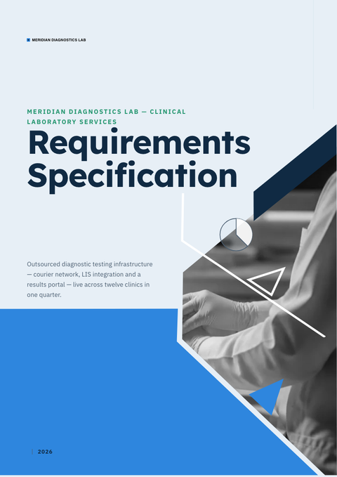 A finished requirements document rendered in a misc look