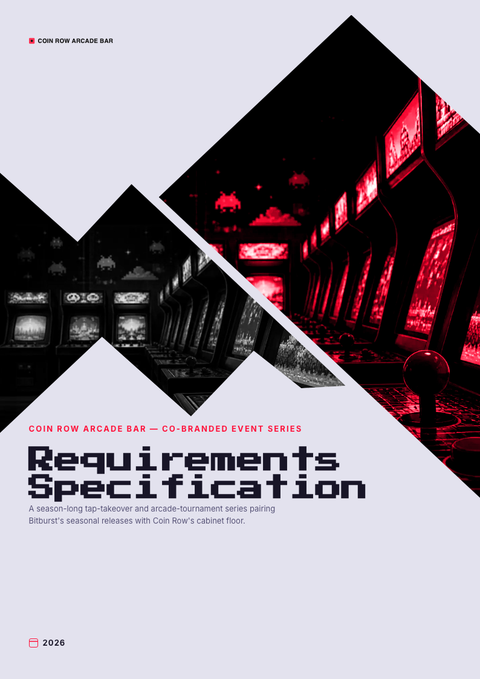 A finished requirements document rendered in a game & pop look