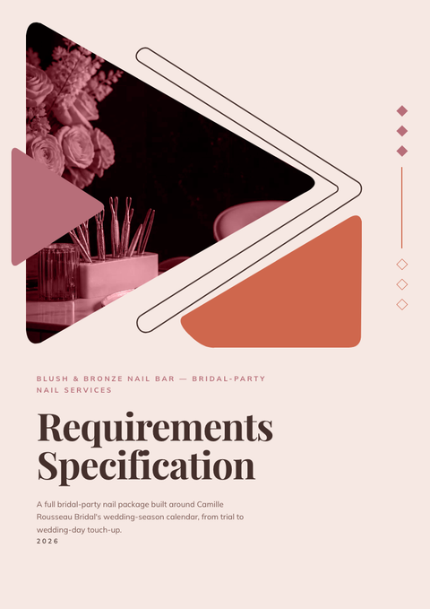 A finished requirements document rendered in a luxury look