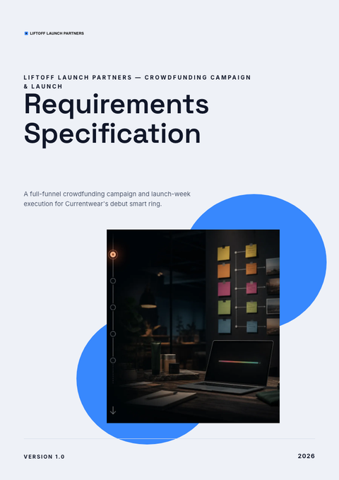 A finished requirements document rendered in a motion look