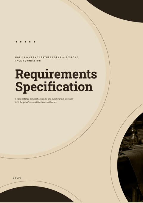 A finished requirements document rendered in a morphism look