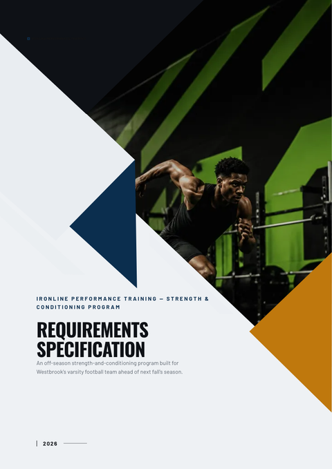 A finished requirements document rendered in a misc look