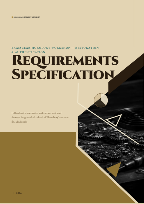 A finished requirements document rendered in a dark look