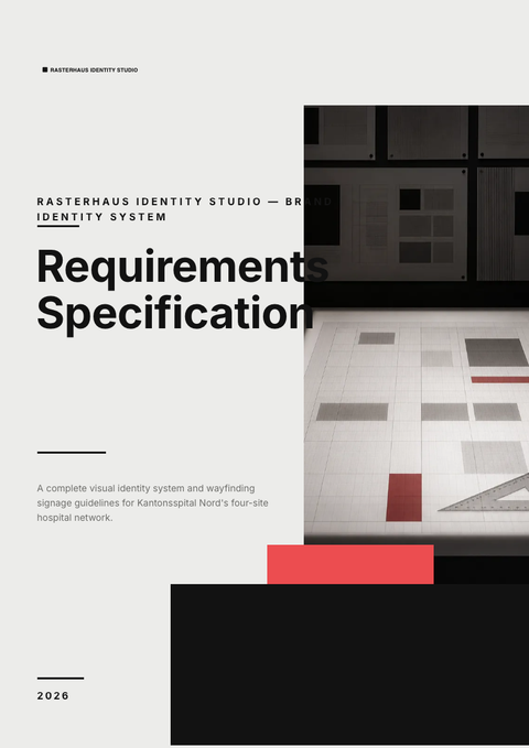 A finished requirements document rendered in a flat & minimal look