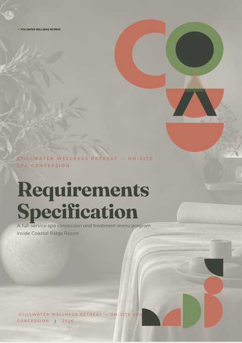 A finished requirements document rendered in a lifestyle look